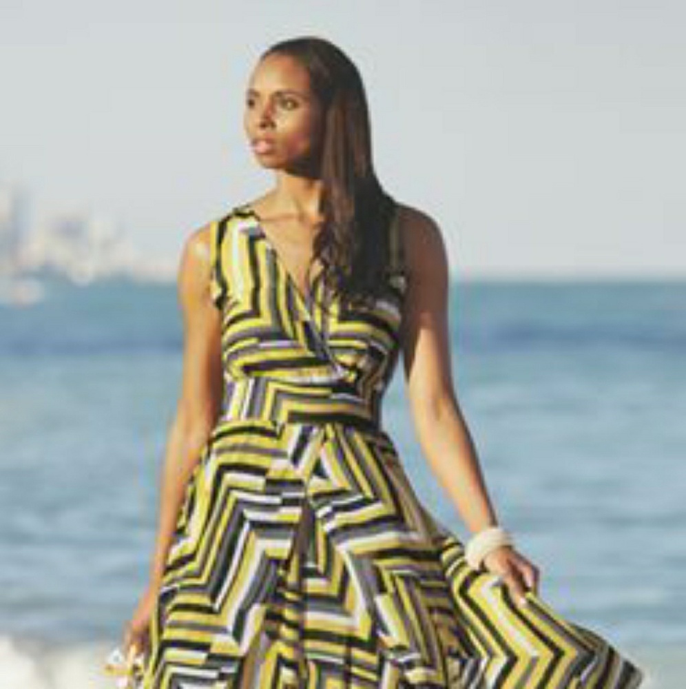 Yellow Multi Colored Wrap Dress